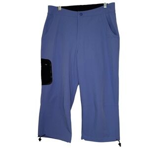 LL Bean Women's Comfort Cycling Blue Capri with‎ Cushioned Black bike shorts M
